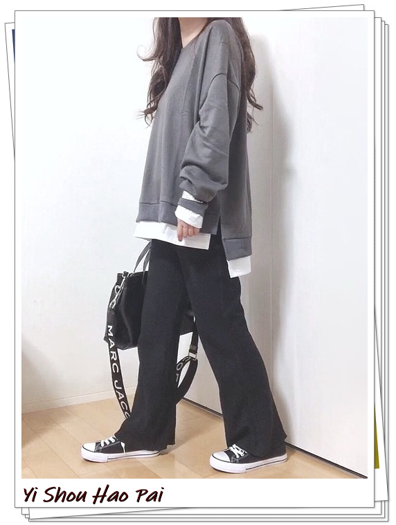 无帽灰色卫衣怎么搭配才好看,灰色无帽卫衣穿搭图片