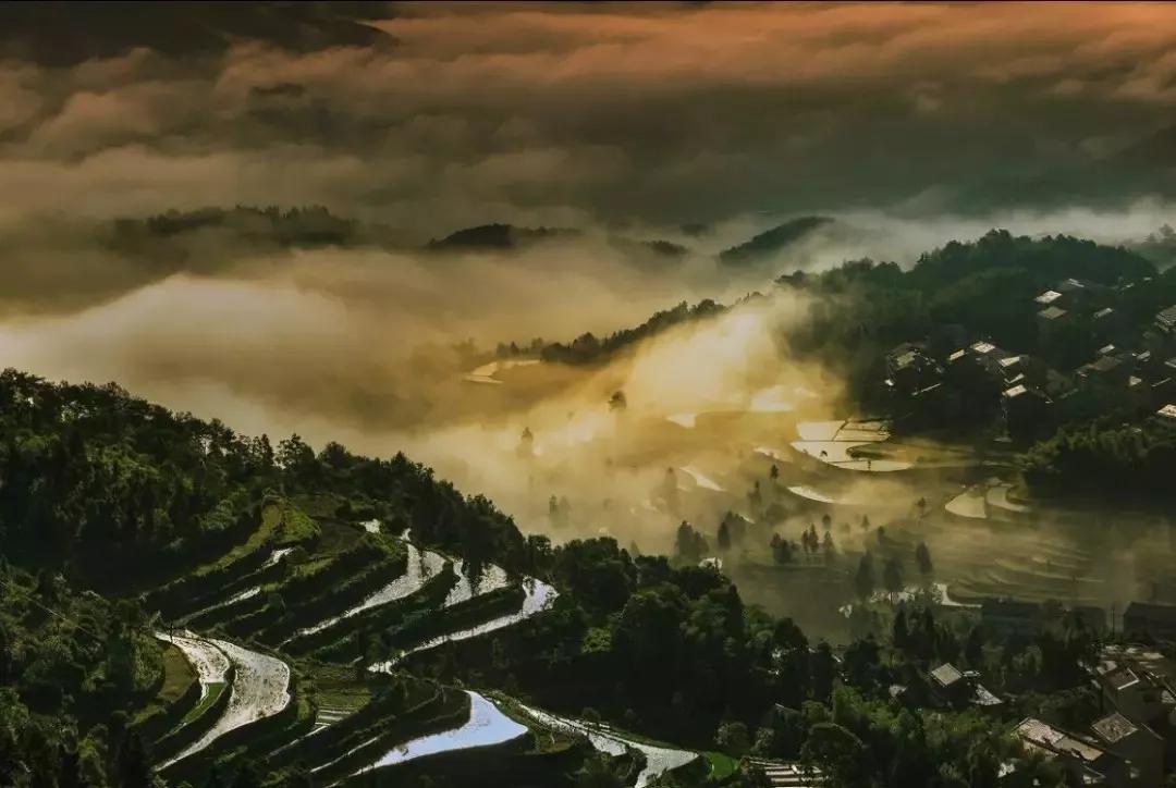 茗岙梯田航拍中国,茗岙梯田仙境