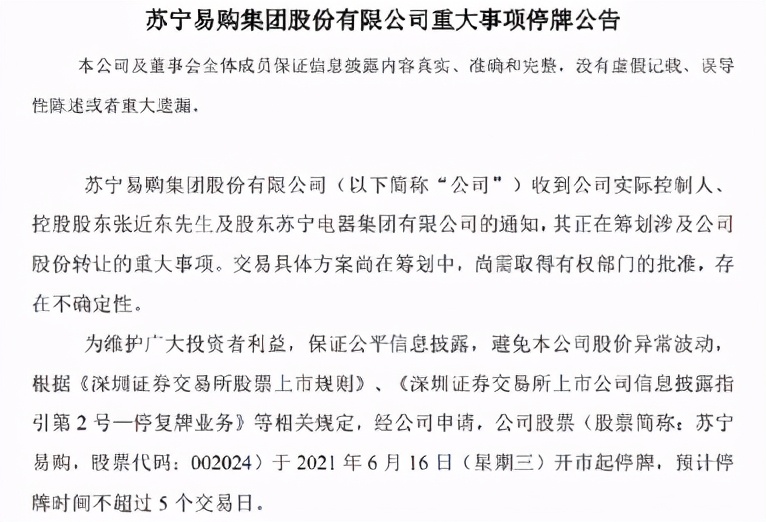 苏宁停牌谁来拯救张近东,苏宁张近东复盘