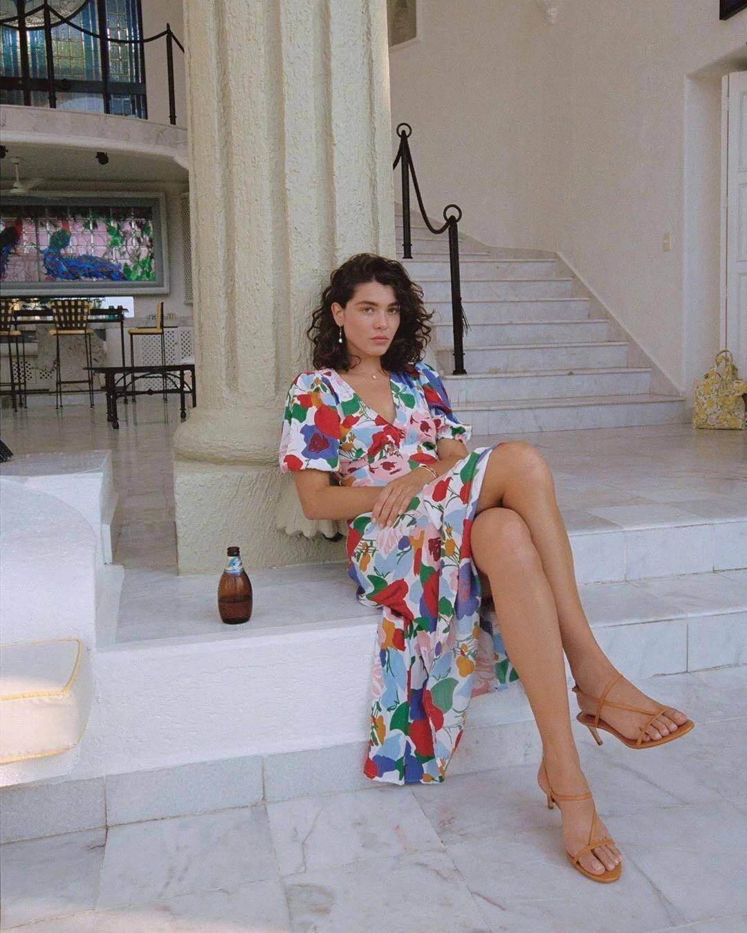 复古a字裙半身裙小个子,油画连衣裙a字夏泡泡袖