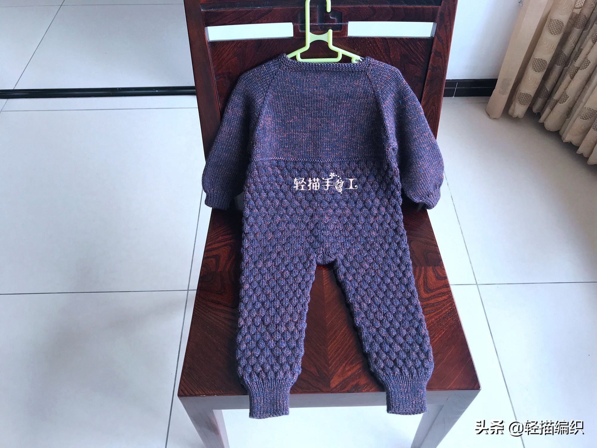 宝宝连体衣从上往下的编织方法,从上往下织连体毛衣编织教程