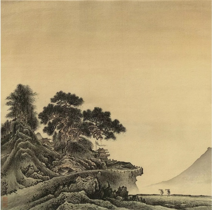 沈海工笔山水花鸟画作品,山水工笔画作品