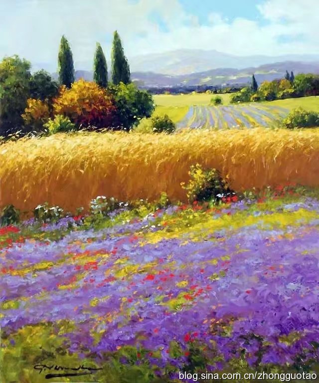 欧洲海滩风景油画作品欣赏,欧洲经典田园油画高清作品图