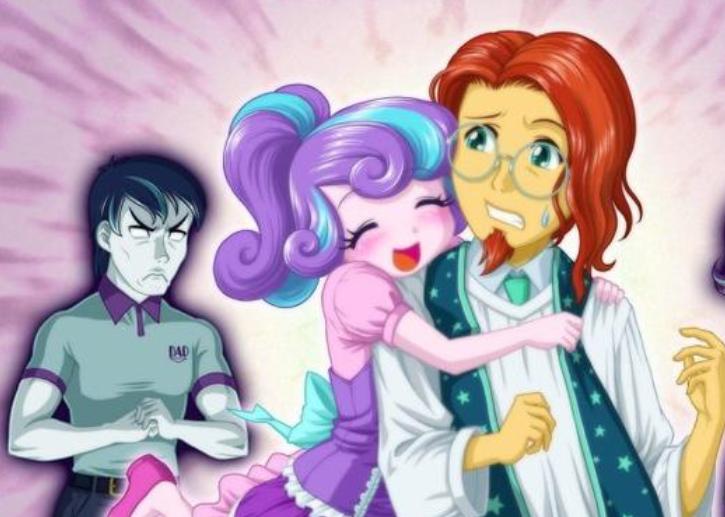 小马宝莉拟人化紫悦拥抱苹果嘉儿,小马宝莉紫悦公主的可爱标志发光