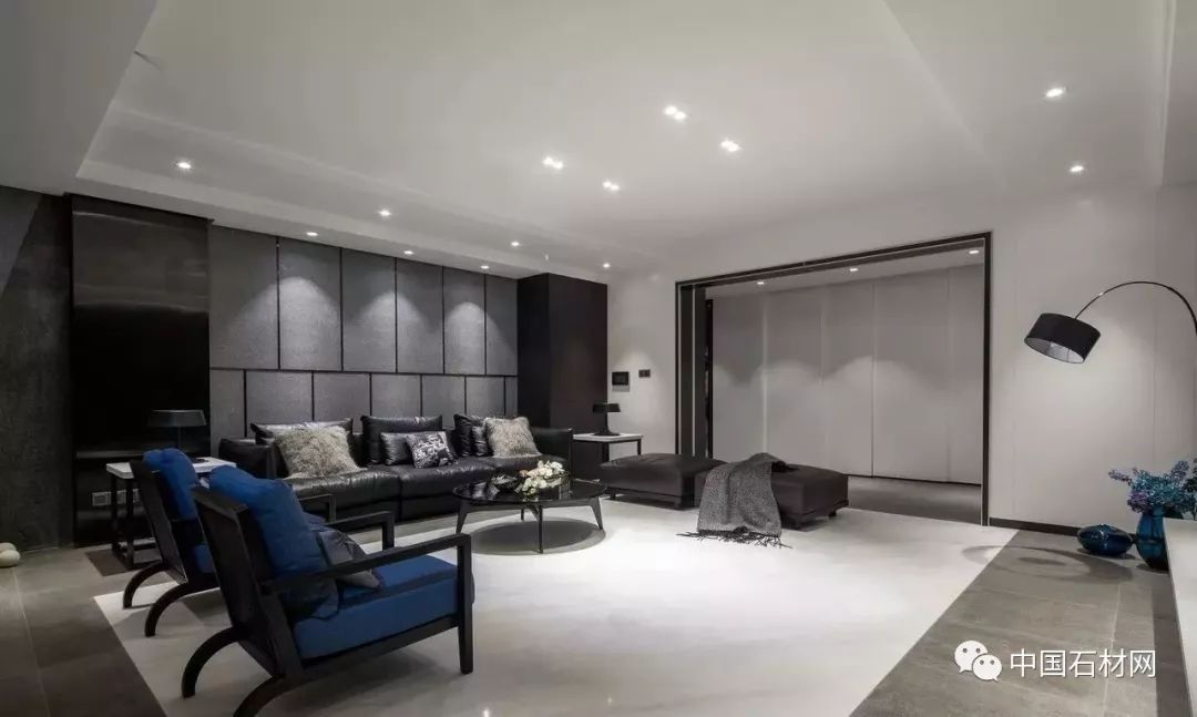 现代简约全屋大理石别墅效果图,轻奢风装修大理石别墅图片