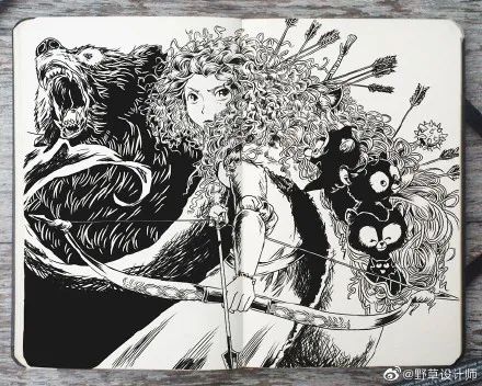 针管笔手绘黑白小插画简单,黑白风的针管笔小插画