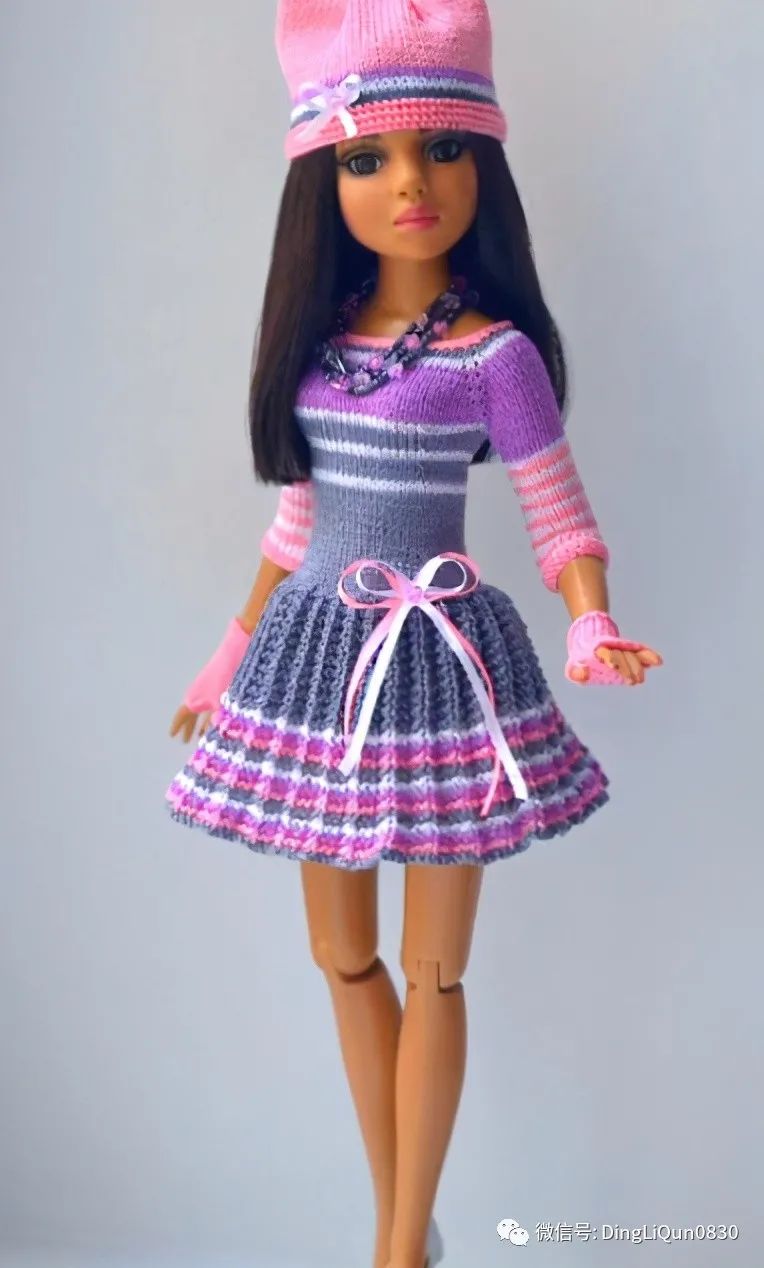毛线编织芭比娃娃连衣裙图解,手工编织娃娃裙