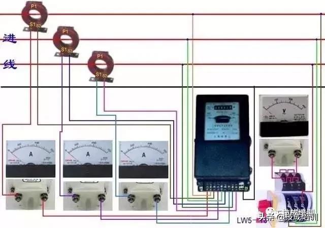 断路器电流互感器电表正确接线法,定时开关交流接触器和电表接线图