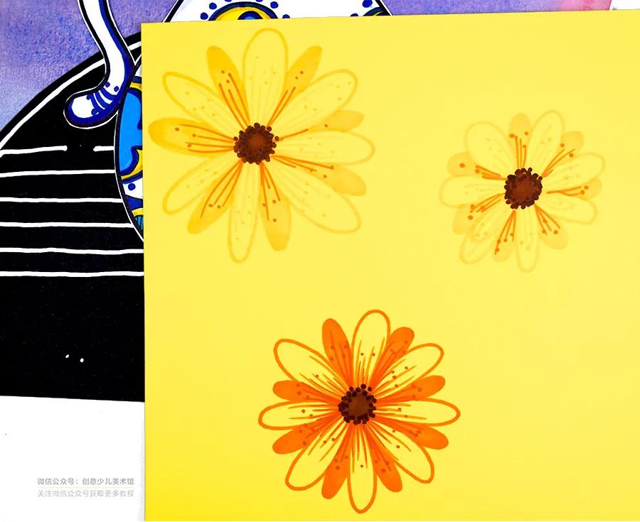 儿童画静物花卉,以花朵为主题的儿童画色彩丰富