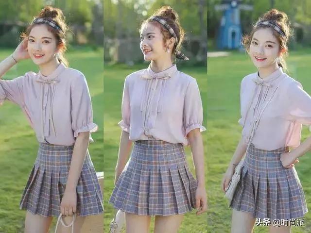 格子裙半身裙夏季搭配,雪纺半身裙怎么搭配上衣秋冬款