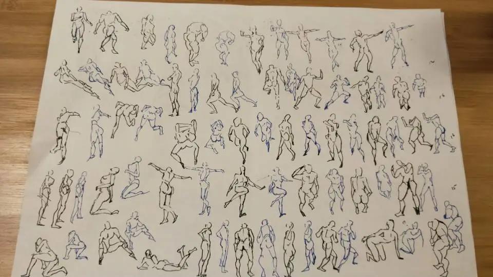 适合新手的100幅画速写,人物速写人体结构新手入门