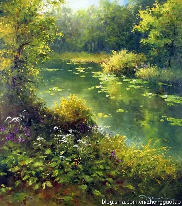 欧洲海滩风景油画作品欣赏,欧洲经典田园油画高清作品图