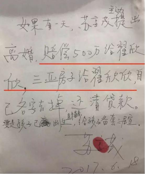 千万元的离婚协议,千万合同书