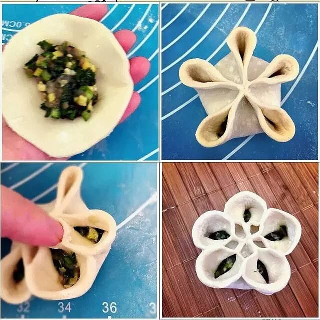 韭菜鸡蛋饺子花样包法图片,饺子多种花样包法图解