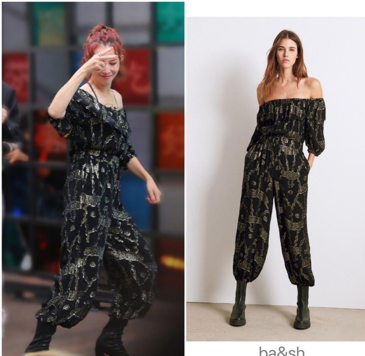 蔡少芬穿半个西装吸睛时髦,蔡少芬粉色t恤配长裙