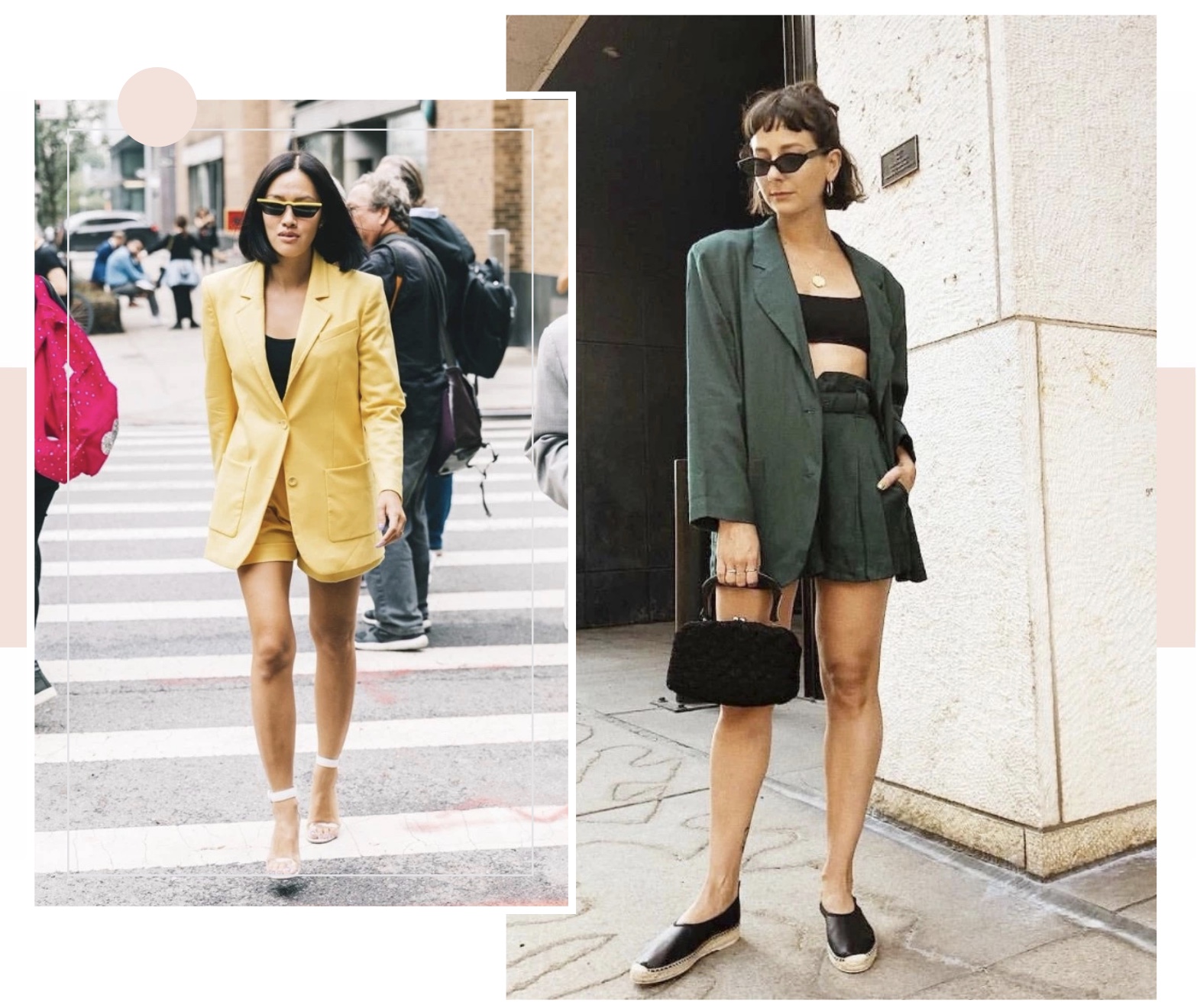 西装配潮流短裤,时尚气质小西装配皮短裤穿搭