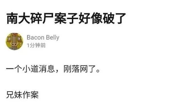 南大碎尸案凶手抓获视频,南大碎尸案嫌疑人落网