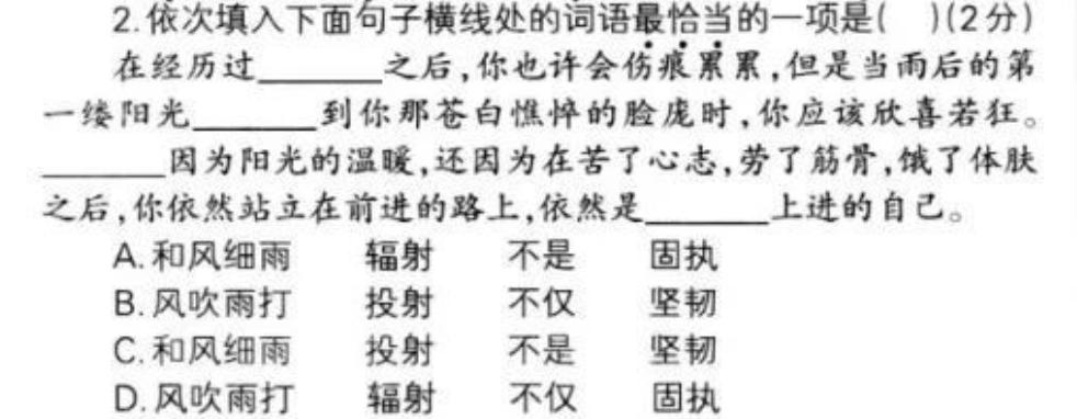 初三语文词语解析题,初中语文词义辨析真题