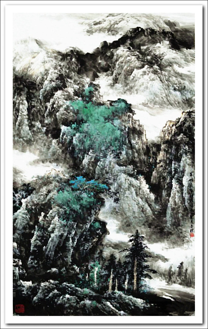 溪山山水画作品,郭金标高清山水画