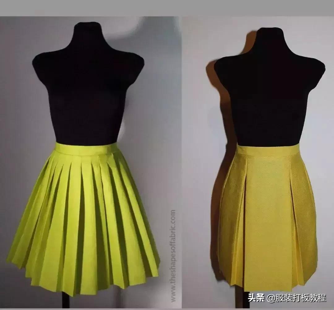 工字褶裙打版结构图,连腰工字褶裙打版