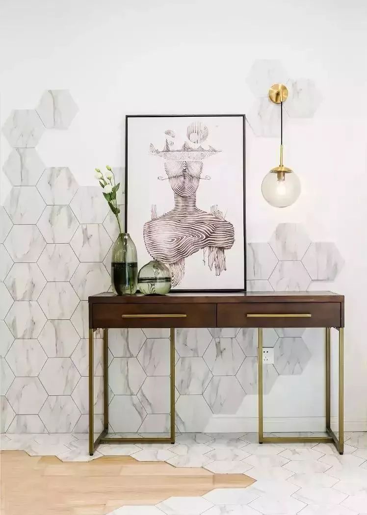 简一大理石水刀拼花铺贴效果,地砖水刀拼花平面铺贴图