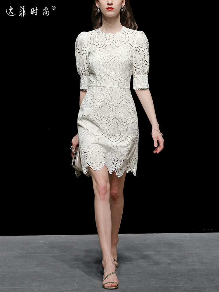 高级修身感连衣裙,高端精致连衣裙修身显气质白色