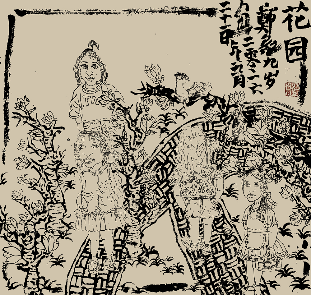 郑鑫绘画成长记录：线描篇（五）校园同学系列——创作