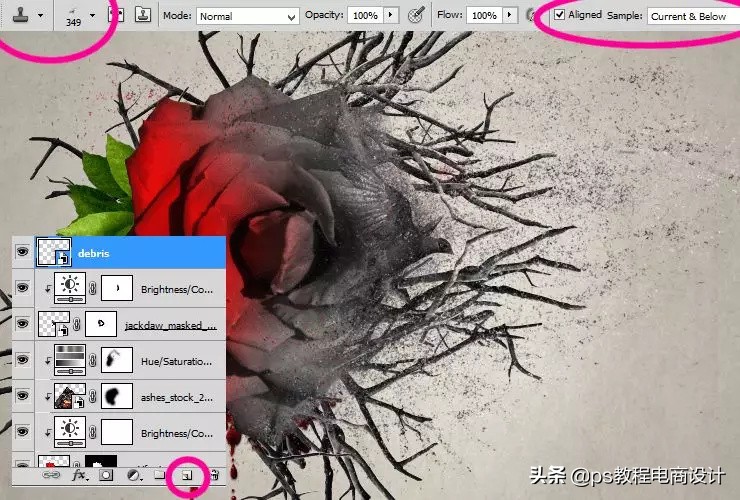 ps怎么把玫瑰变成金黄色,ps蝴蝶和鲜花合成