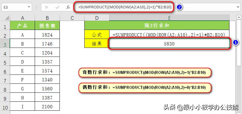 excel同条件跨列求和公式字母,excel如何快速隔行求和