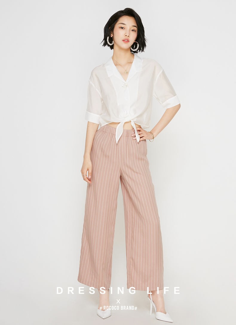 黑色高腰阔腿裤雪纺显瘦又显高,垂顺阔腿裤雪纺显瘦