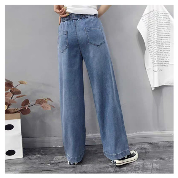 这个季节特别适合穿冰丝的牛仔裤,天丝牛仔裤女直筒显瘦阔腿长裤