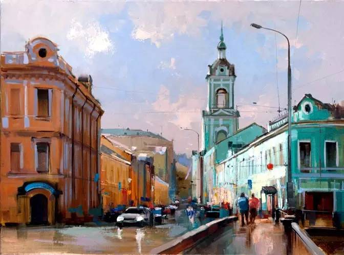 油画风景画氛围感,欧洲城市风景油画