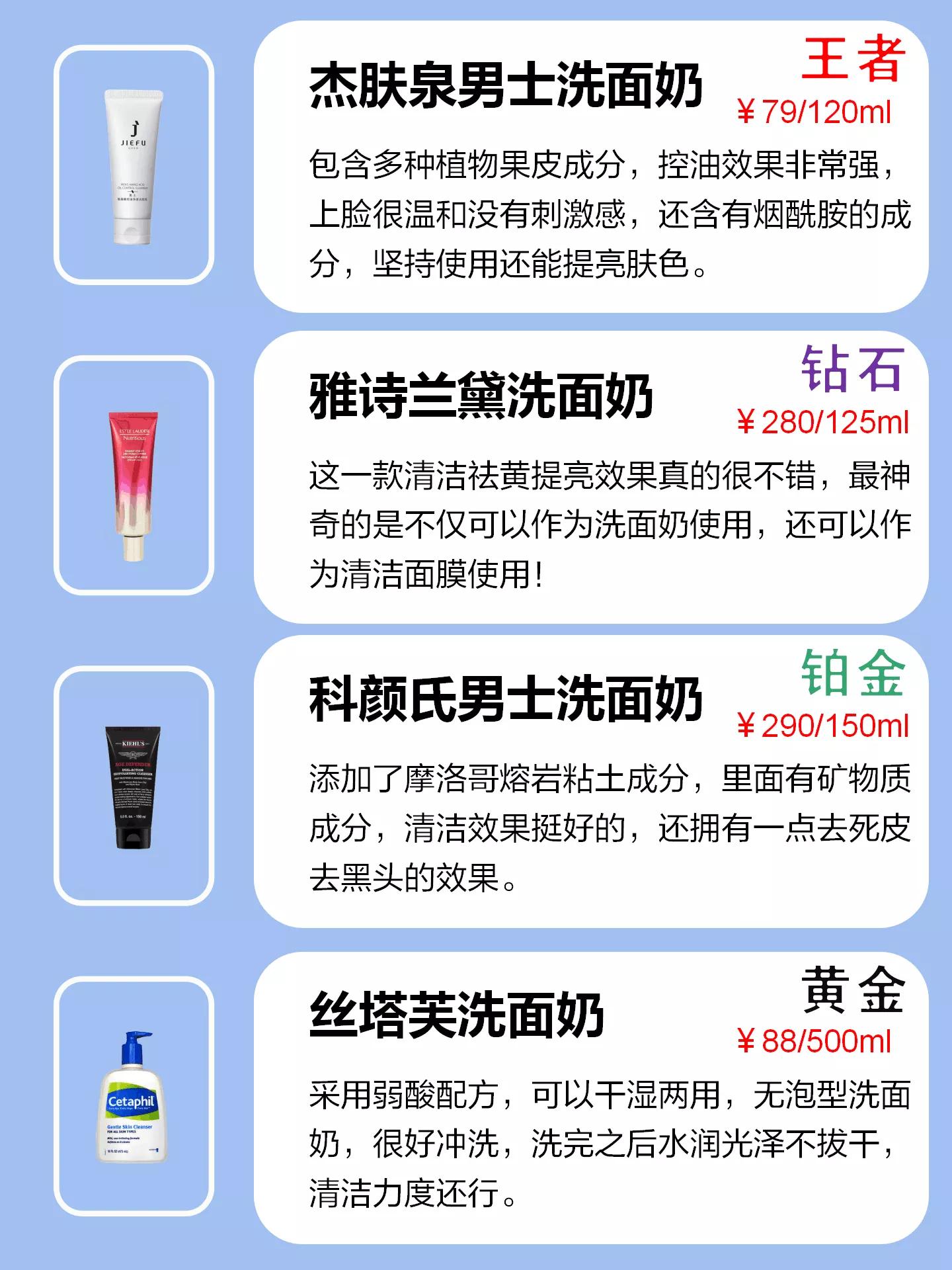 男士洗面奶测评大推荐,高端男士洗面奶推荐测评