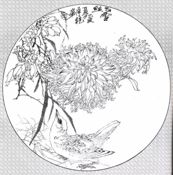 圆面白描作品古风,书法圆面白描作品集