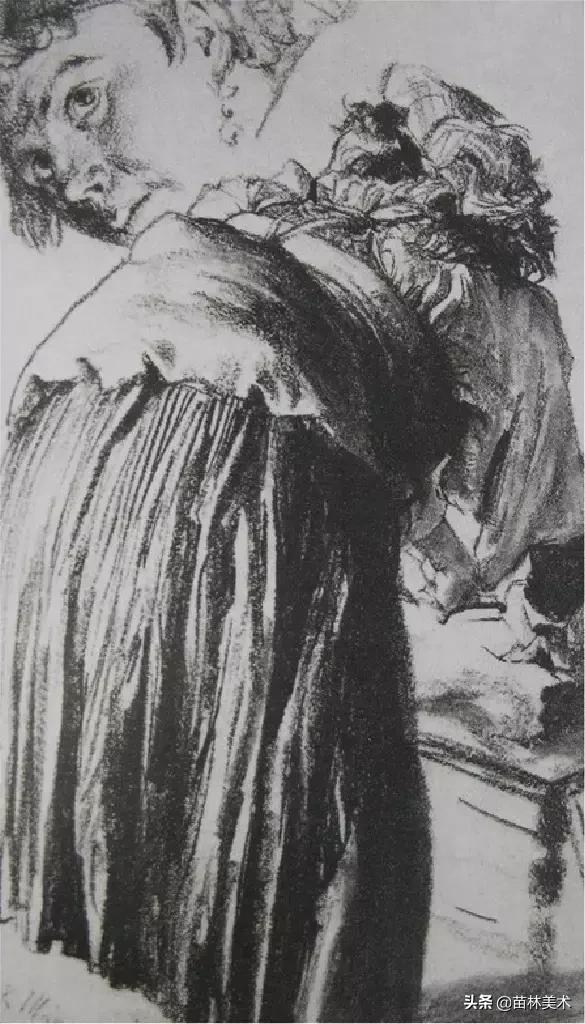 门采尔自画素描高清大图,素描大师门采尔著名作品