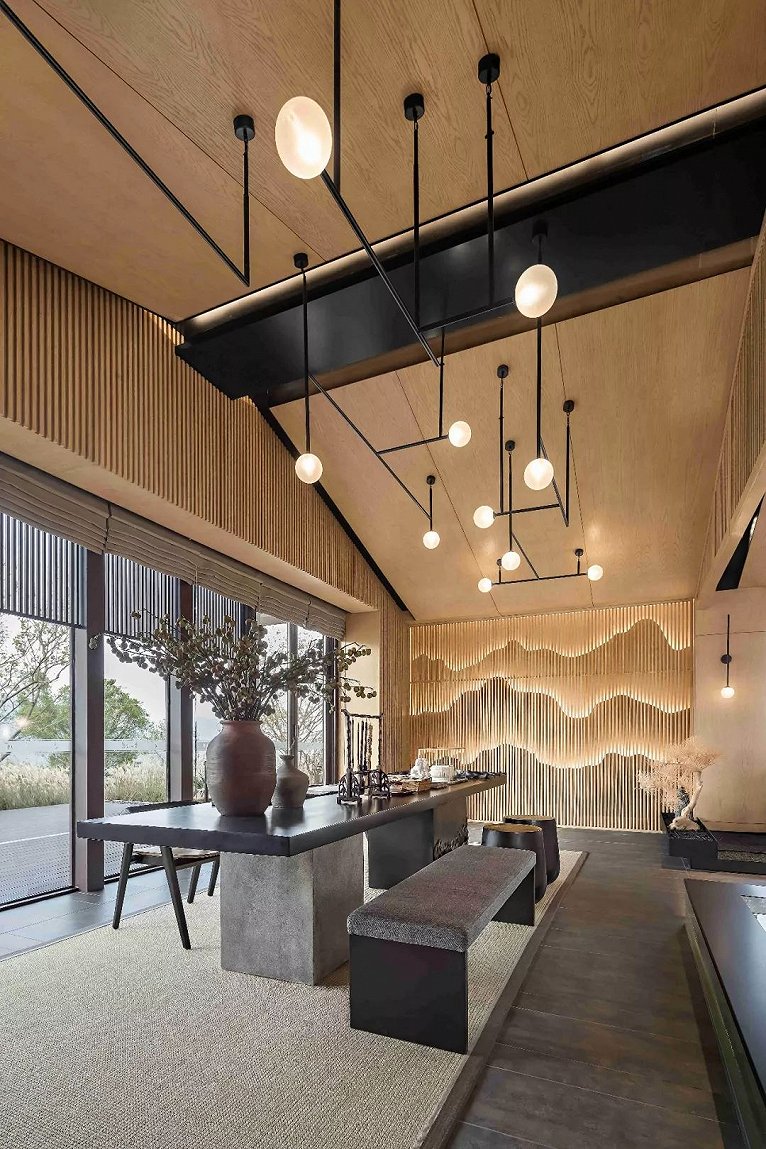 售楼处原木风设计,现代简约原木居所设计