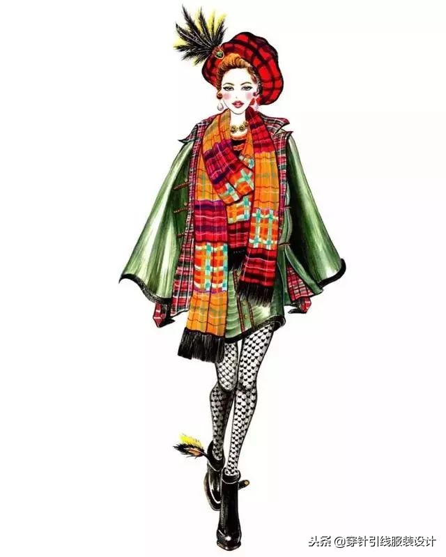 超好看的衣服手绘,服装琴瑟主题手绘效果图