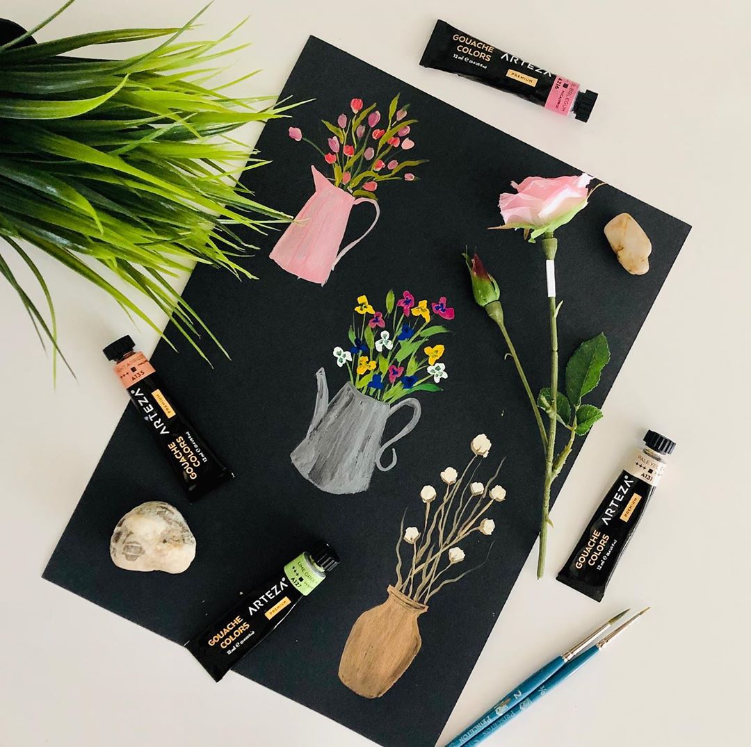 清新水彩手绘花卉插画,高级感的花卉插画