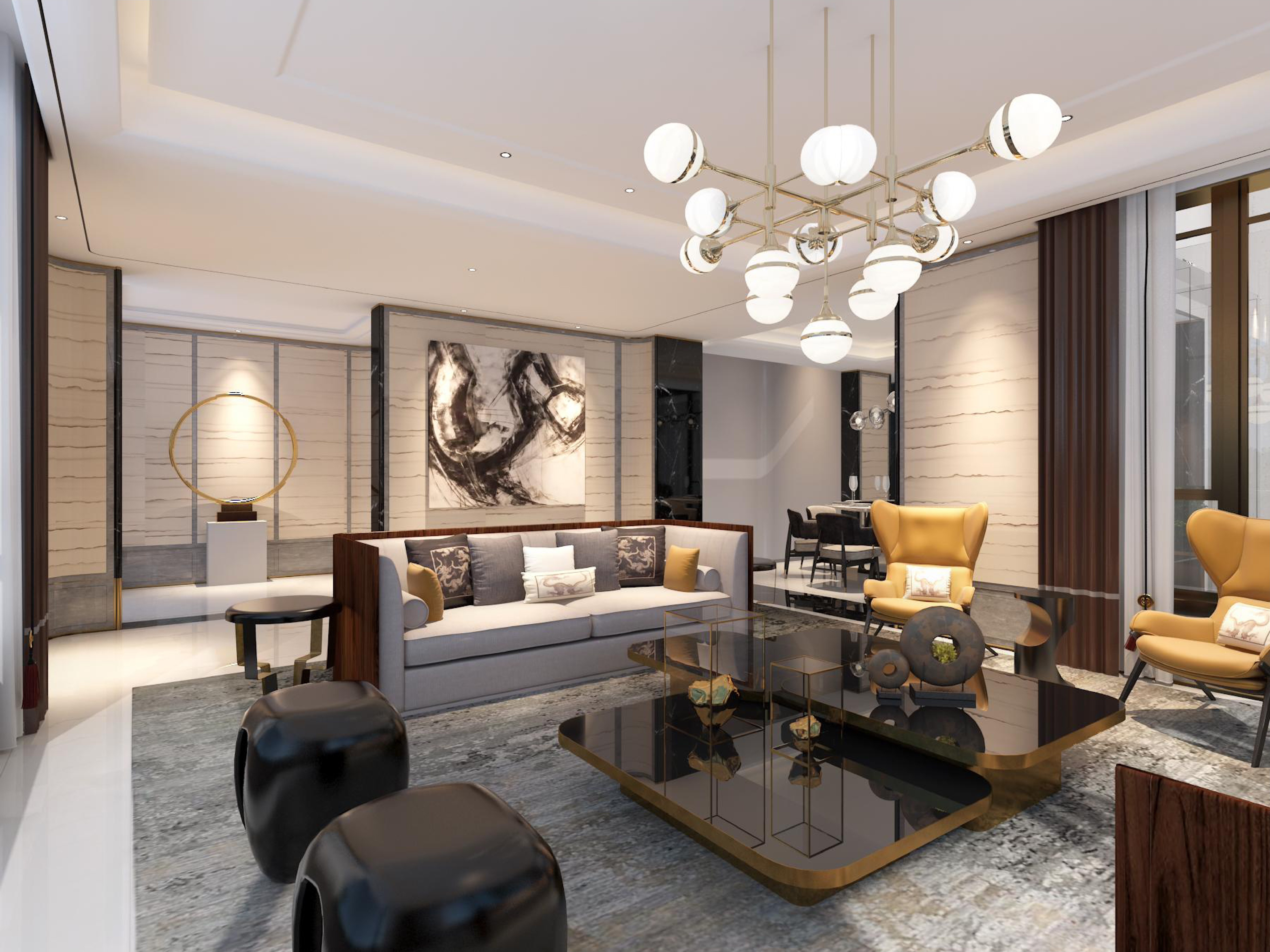 高级别墅客厅设计样板间,别墅美宅实景家装设计