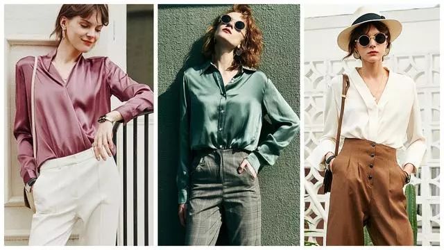 高级真丝女士衬衣图片,轻奢高级感真丝衬衣